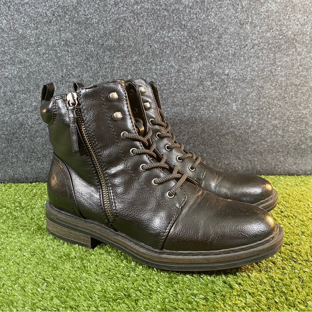 Baretraps Boots Women’s Size 8.5M Amysue Combat Lace Up Booties Black Side Zip